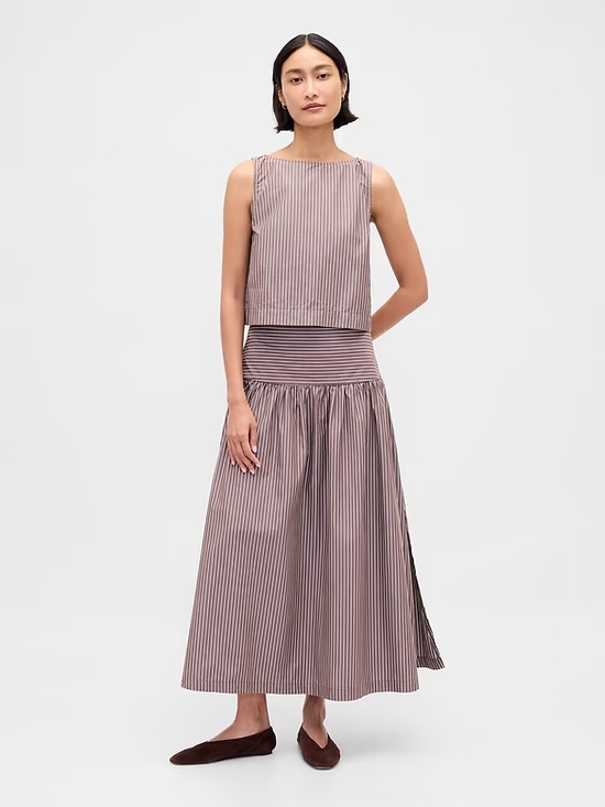 GAP Dresses & Skirts - GAP Poplin Drop Waist Maxi Skirt and Boatneck Shell Tank 100% Cotton